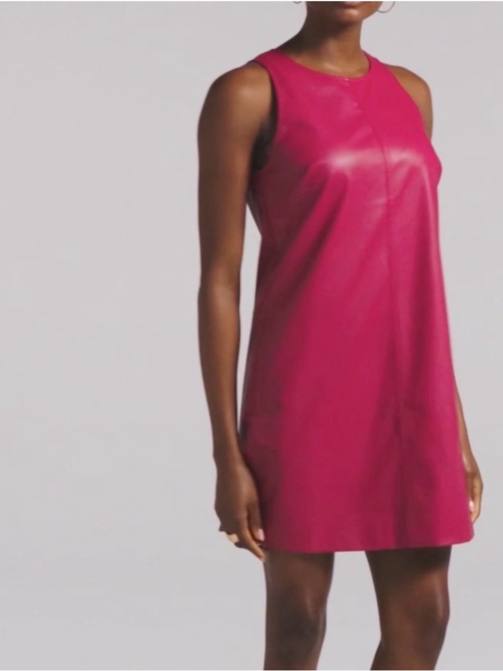 J. Crew Faux Leather Sleeveless Shift Dress in Magenta
